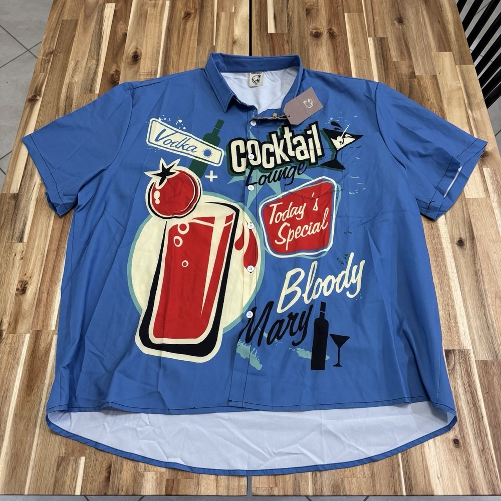 Hardaddy Shirt Mens 3XL Button Up Short Sleeve Bloody Mary Stretch Vacation NWT